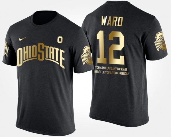 Ohio State Buckeyes Denzel Ward Men's #12 Limited Gold With Message Short Sleeve Black College Football T-Shirt 2404ZHJJ5